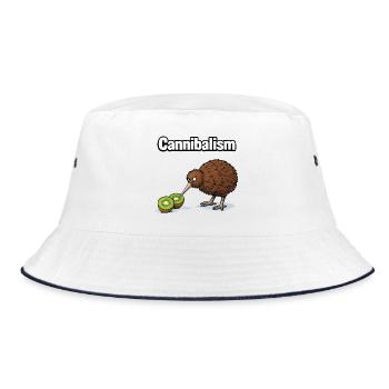 Cannibalism – The Kiwi with Humor | Funny comic - Bucket Hat - white/navy - Front