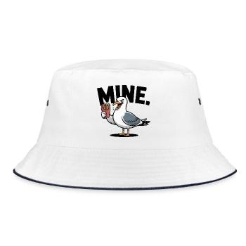 Grumpy Seagull mit Pommes - Bucket Hat - Weiß/Navy - Vorne
