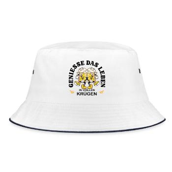 Enjoy Life – Funny Beer Saying Retro - Bucket Hat - white/navy - Front
