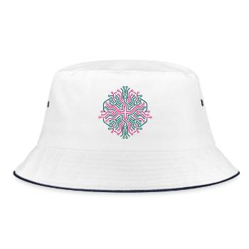 Pink and Blue Symmetric Neural Network - Bucket Hat - white/navy - Front