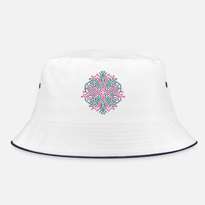 Pink and Blue Symmetric Neural Network Bucket Hat