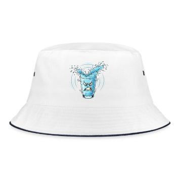 Wütendes Wasserglas Splash - Bucket Hat - Weiß/Navy - Vorne
