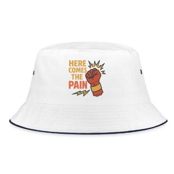 Faust mit Here Comes The Pain Schriftzug - Bucket Hat - Weiß/Navy - Vorne