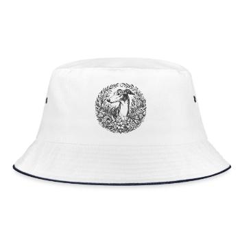 Galgo portrait in floral wreath - Bucket Hat - white/navy - Front