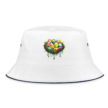 Buntes Osternest im Graffiti Stil  - Bucket Hat - Weiß/Navy - Vorne