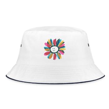 Windmill Flower  - Bucket Hat - white/navy - Front