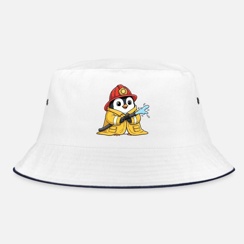 Chubby Penguin Firefighter Volunteer Bucket Hat