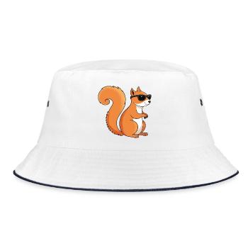 Schicke Eichhörnchen-Sonnenbrille - Bucket Hat - Weiß/Navy - Vorne