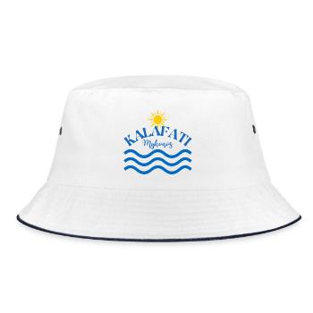 Kalafati Mykonos Sun Waves Logo - Bucket Hat - white/navy - Front