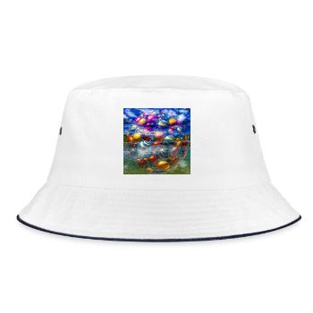 Colorful bubble bowl - Bucket Hat - white/navy - Front