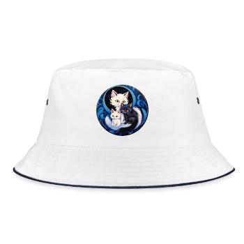 Moon Cat Trio - Bucket Hat - white/navy - Front