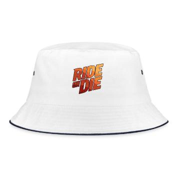Ride or Die Typografie - Bucket Hat - Weiß/Navy - Vorne