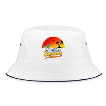 Hallo Sommer – Tropische Sonnenstrahlen - Bucket Hat - Weiß/Navy - Vorne