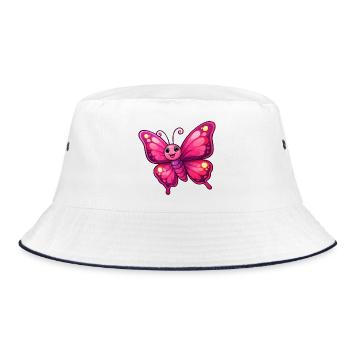 Cuddly Pink Butterfly - Bucket Hat - white/navy - Front