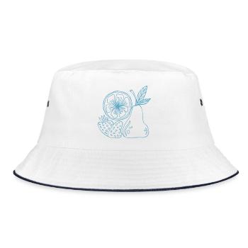 Fruchtlinien Blaue Skizze - Bucket Hat - Weiß/Navy - Vorne
