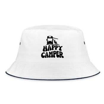 Happy Camper - Bucket Hat - Weiß/Navy - Vorne
