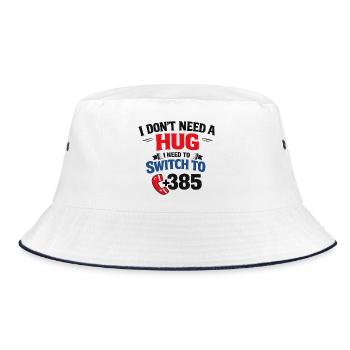 Kein Umarmung, Ruf Nummer 385 - Bucket Hat - Weiß/Navy - Vorne