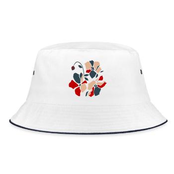 Abstrakte Blume - Bucket Hat - Weiß/Navy - Vorne