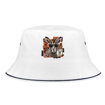 Cool Vintage Hunter Hare - Bucket Hat - white/navy - Front