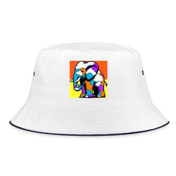 Elephant with Cloud and Clouds - Bucket Hat - white/navy - Front