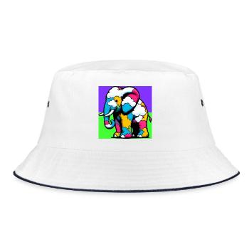 Elephant with Cloud and Clouds - Bucket Hat - white/navy - Front