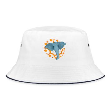 Blauer Elefant mit orangefarbenem Speichel - Bucket Hat - Weiß/Navy - Vorne