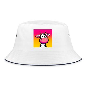 Kuh - Bucket Hat - Weiß/Navy - Vorne