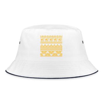 Golden elephants and tribal borders - Bucket Hat - white/navy - Front