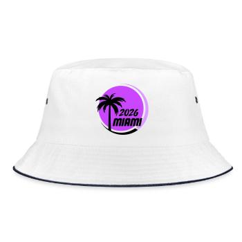 Miami Palm Trees Neon Logo - Bucket Hat - white/navy - Front