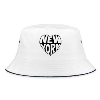 New York angular heart - Bucket Hat - white/navy - Front