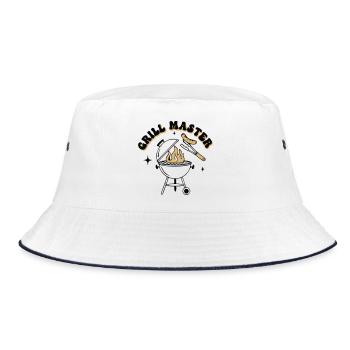 Witziger Grill Master BBQ Papa - Bucket Hat - Weiß/Navy - Vorne