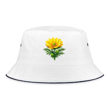 Adonis Beauty Yellow Wildflower Nature Floral Design - Bucket Hat - white/navy - Front
