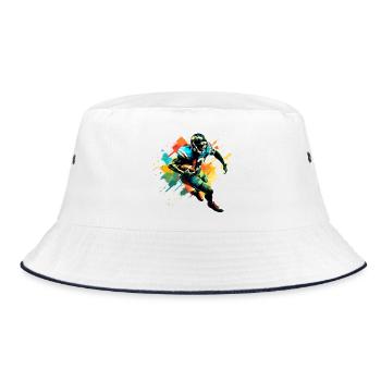American-Football-Spieler-Illustrationen im Trend - Bucket Hat - Weiß/Navy - Vorne