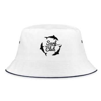 Surf Club Shark Ocean Surfing Beach Vintage Design - Bucket Hat - white/navy - Front