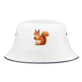 Squirrel with acorn illustration - Bucket Hat - white/navy - Front