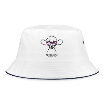 Kurzsichtig. Aber mit Stil. - Bucket Hat - Weiß/Navy - Vorne