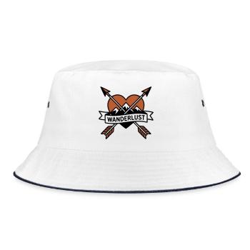 Heart Arrows Wanderlust Emblem - Bucket Hat - white/navy - Front