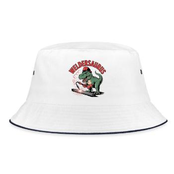 Schweißersaurus lustiges Dinosaurier-Schweißer-Geschenk - Bucket Hat - Weiß/Navy - Vorne