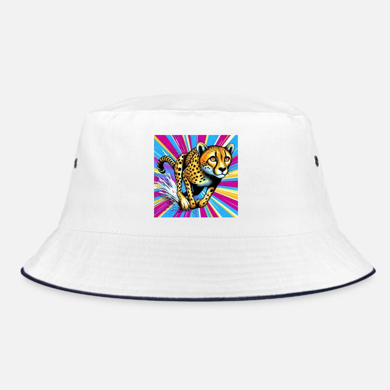 cheetah - Bucket Hat - white/navy