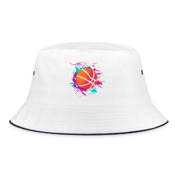 Basketball Synthwave - Bucket Hat - white/navy - Front