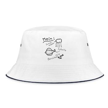 Moin North German Typical Low German - Bucket Hat - white/navy - Front