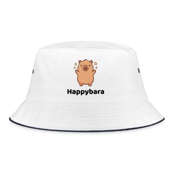 Happybara - maximally relaxed and happy - Bucket Hat - white/navy - Front