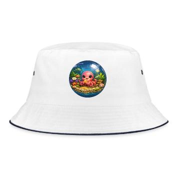 Colorful octopus in bubbles - Bucket Hat - white/navy - Front