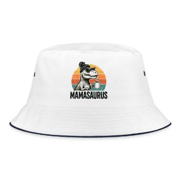 Mamasaurus Mom Mom Gift Idea Humor Funny - Bucket Hat - white/navy - Front