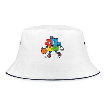 Une pièce de puzzle colorée dribble au basket - Bob - blanc/marine - Devant