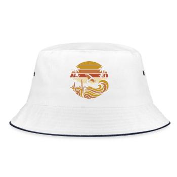 Sunset Surfing Palm Trees - Bucket Hat - white/navy - Front
