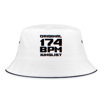Original 174 BPM Junglist DNB Drum and Bass - Bucket Hat - white/navy - Front