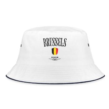 Souvenir Brüssel, elegantes Design Brüssel - Bucket Hat - Weiß/Navy - Vorne