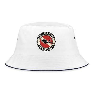 Scuba Diver Scuba Flag Going Down Retro - Bucket Hat - white/navy - Front