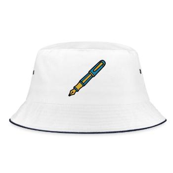 Classic Fountain Pen Calligraphy - Bucket Hat - white/navy - Front